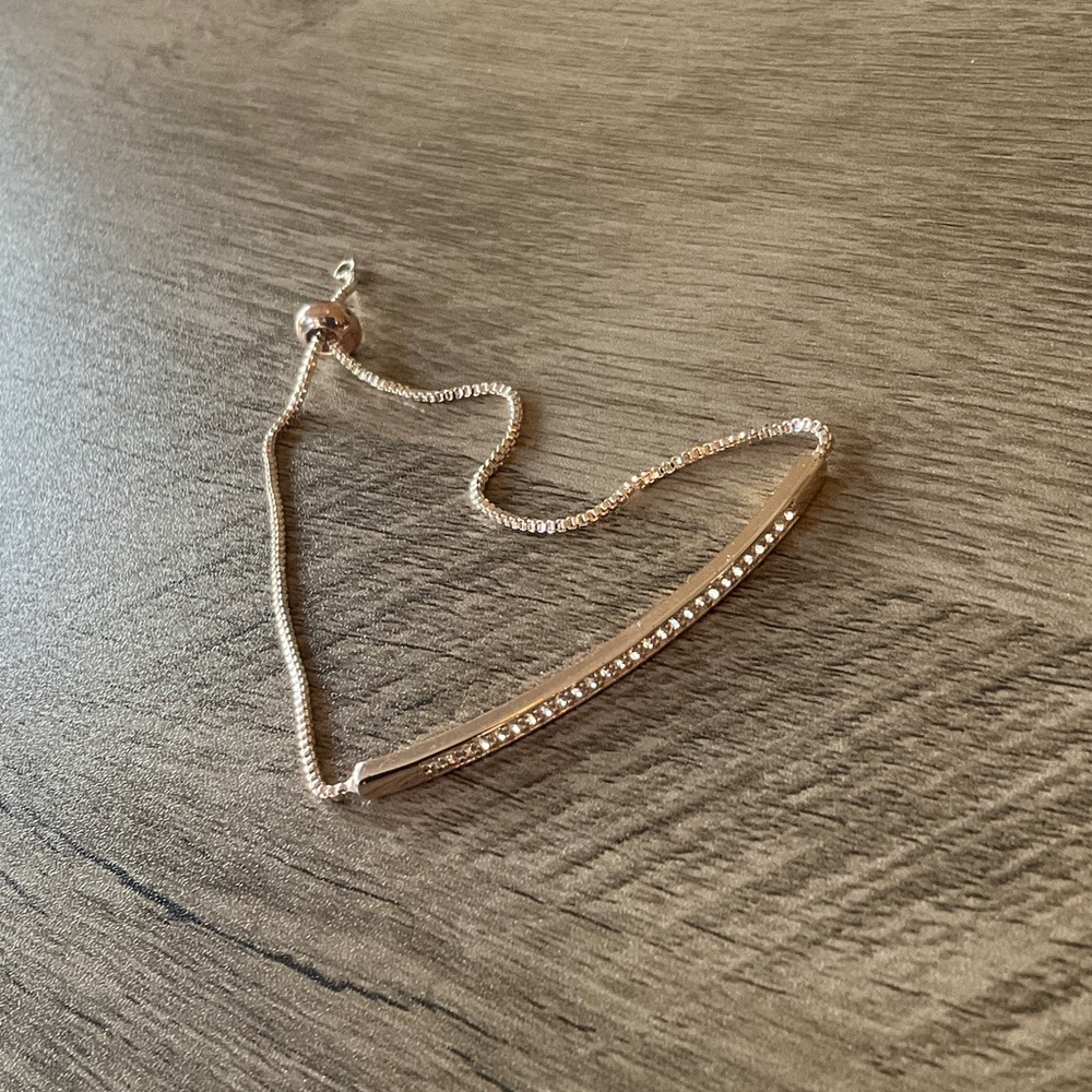 Rose Gold Crystal Bar Adjustable Bracelet - Women